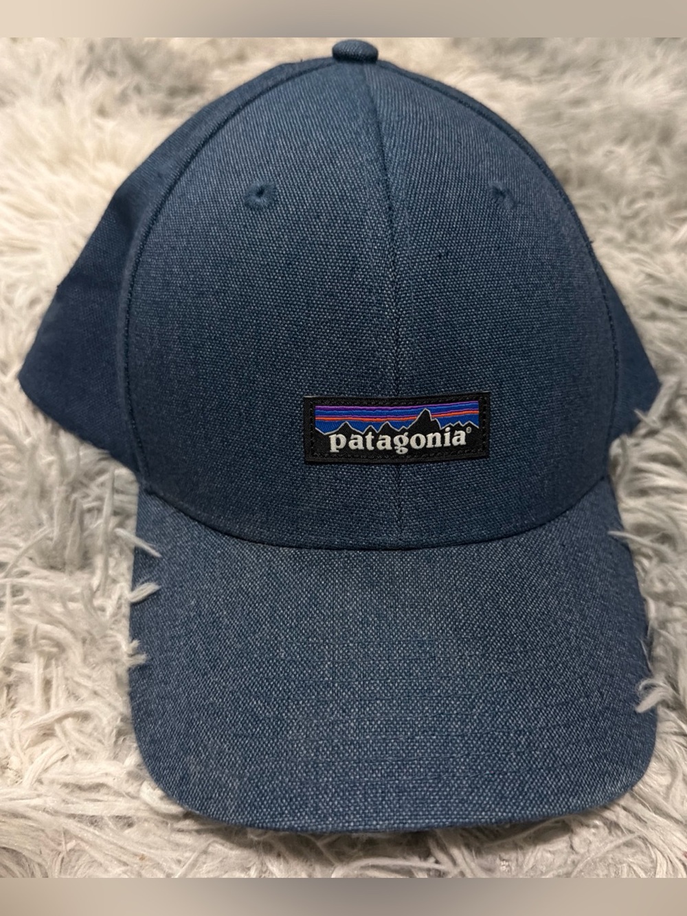 Patagonia Denim Blue P6 Small Patch Snap Back Trucker Hat Cap